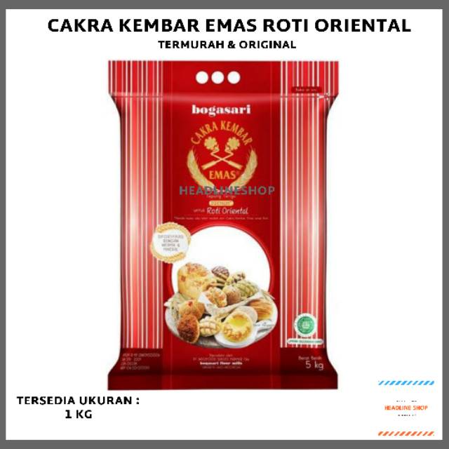 

Tepung Cakra Kembar Emas Roti Oriental Repack 1 kg Bogasari Original CAKRA KEMBAR EMAS Tepung Roti