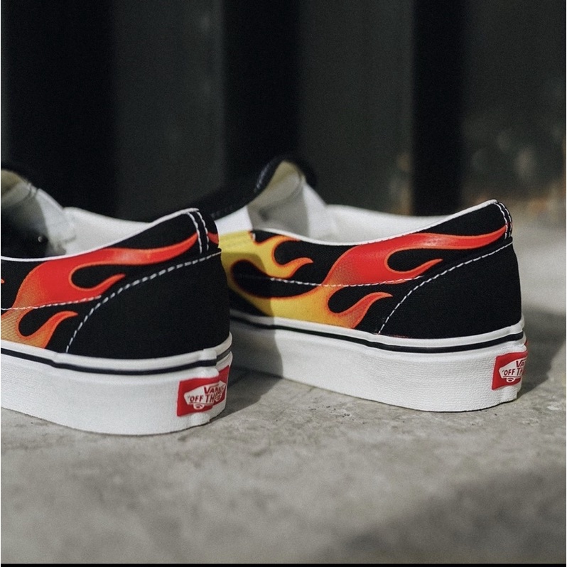 Vans Slip On Flame Black White Original