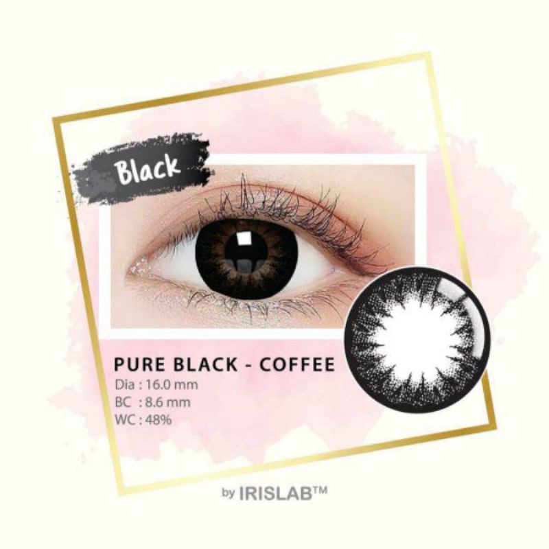 SOFTLENS LIVING COLOR PURE BLACK NORMAL &amp; MINUS (-0.50 SD -6.00) BY IRISHLAB DIA 16MM FREE LENSCASE
