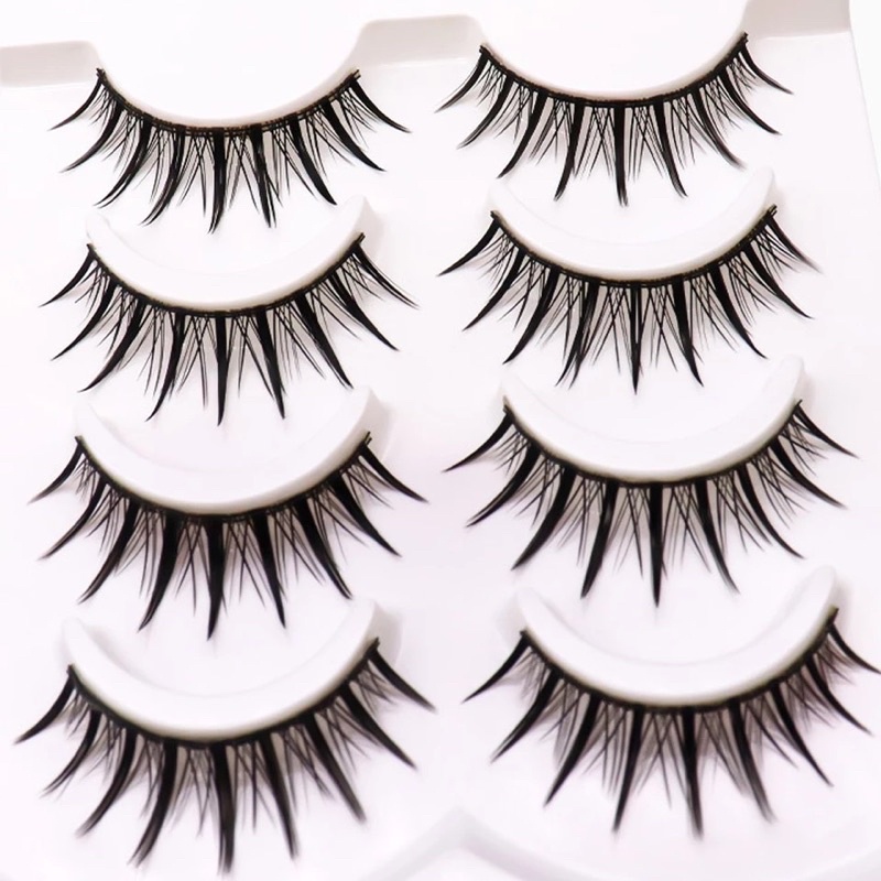 KIYOW NEW 4pairs Japanese Fairy False Eyelashes Cosplay Handmade False Eyelashes Little Devil Big Eyes Naturally Thick Eyelashes A339