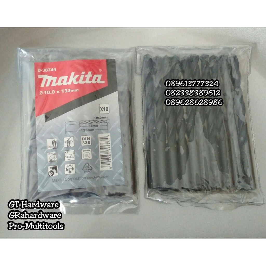 Mata Bor Besi Makita D-38744  / HSS-R Metal Drill Bit 10 x 133 (87)mm "Per-Pack"
