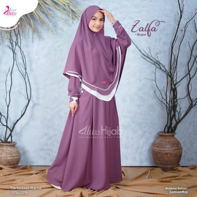 ZALFA SYARI + KERUDUNG BAHAN MOSCREPE GAMIS MUSLIM WANITA MODEL TERBARU BAJU WANITA TERLARIS
