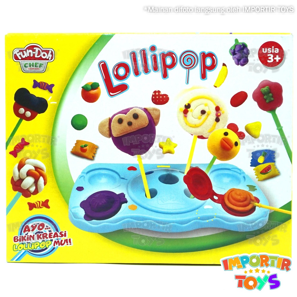 Fun Doh Lollipop Mainan Plastisin Anak Lilin Edukasi Toys Kid