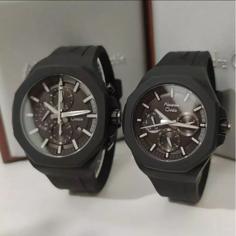 Jam Tangan Alexandre Christie Couple AC 6590 / AC6590 Full Black Original