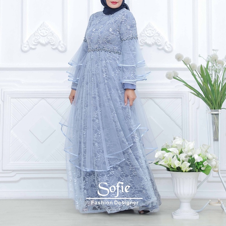 Dress Kondangan Redam Warna Biru by Sofie Fashion Designer