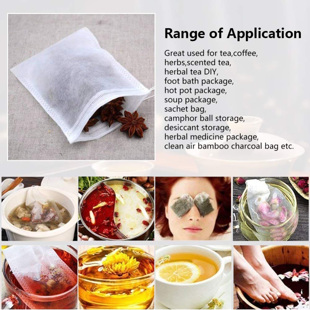 Kantong Saringan Teh Celup kosong Teabags Kantong Saringan Rempah Kopi Herbal Disposable Tea Filter Bags - 1 bungkus ( 100 pcs )