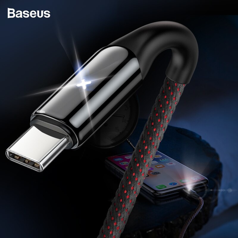 BASEUS KABEL USB TYPE C X SHAPED LIGHT CABLE TYPE-C 3A 1M - GARANSI RESMI