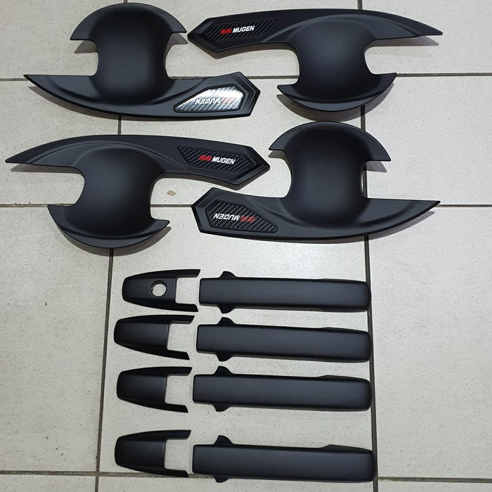 Paket cover PEGANGAN PINTU handle + outer MANGKOK HONDA  MOBILIO  hitam doff tempel