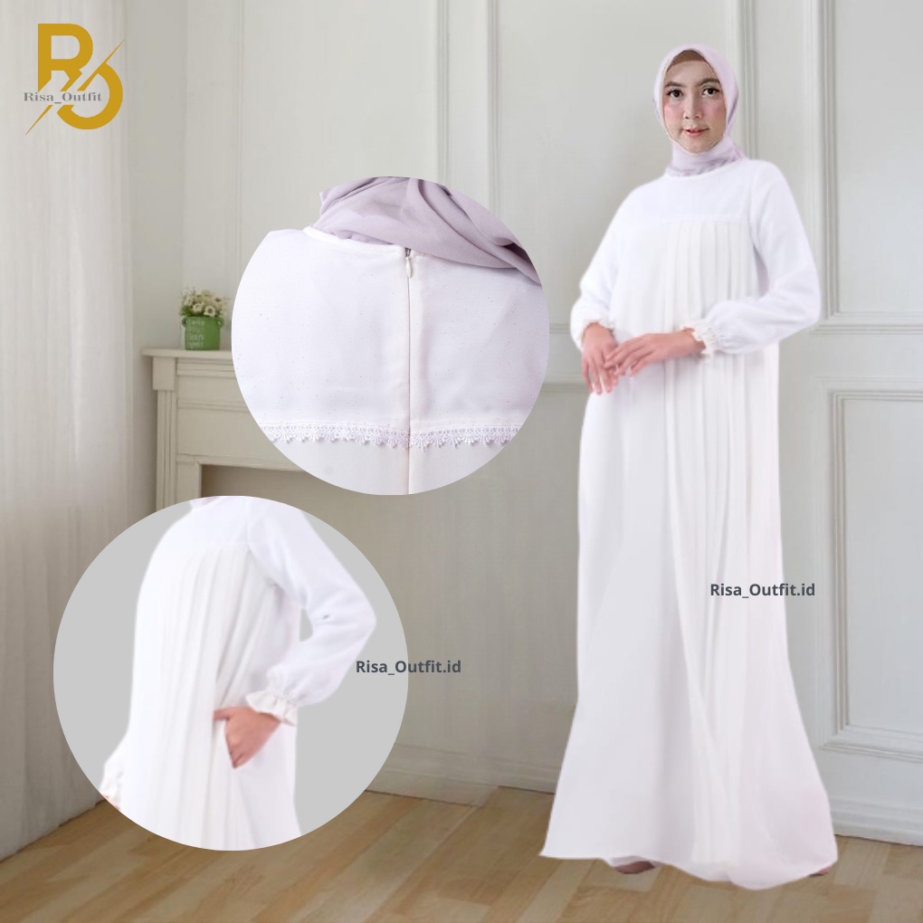 Gamis MAXY Putih / Maxi Dress / Salsa Dress Maxy / Gamis Renda Terbaru Kekinian 2022 Gamis Manasik Haji Wanita / Gamis Putih Polos / Gamis Remaja Dewasa / Gamis Syari Modern Elegan / Gamis putih dewasa terbaru 2022 terlaris / Baju Gamis Wanita COD