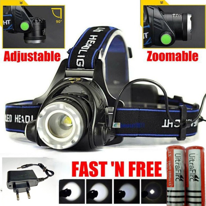 SENTER KEPALA CAS HEAD LAMP LED CREE XML ORI LAMPU T6 HD LD T11 RECHARGEABLE