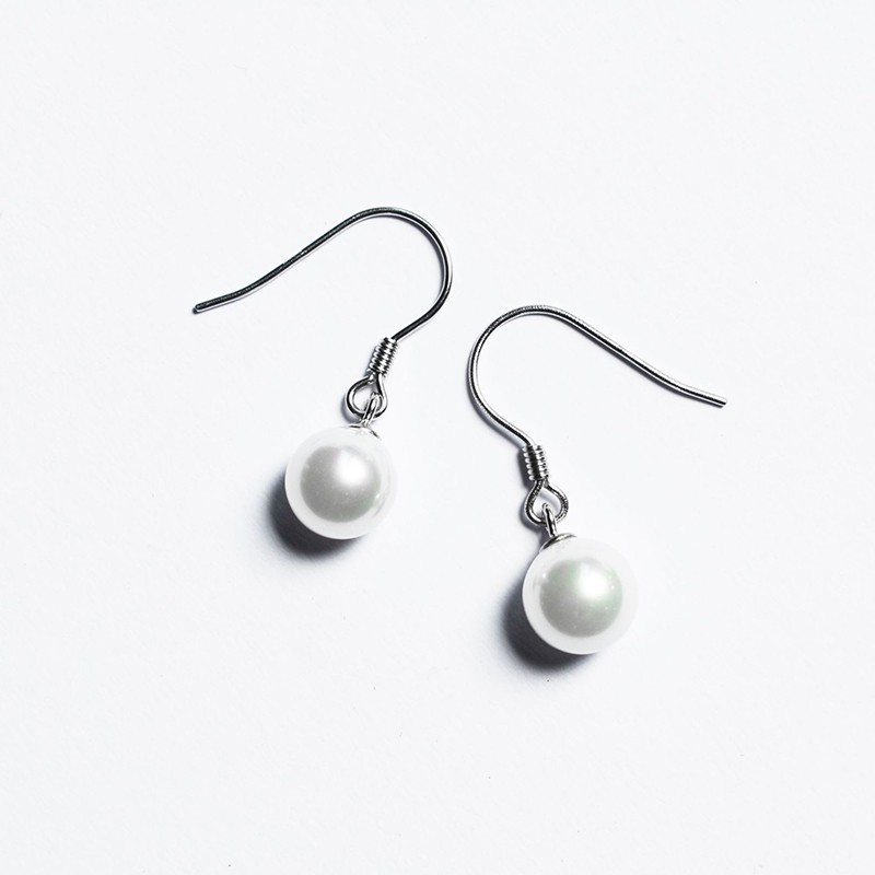 925 anting perak murni untuk wanita perhiasan fashion kait telinga mutiara