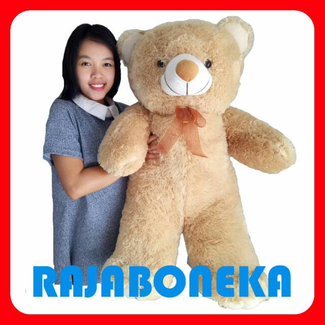 Boneka Teddy Bear Jumbo Besar Coklat Muda 1 Meter Beruang Panda Bahan Halus Lembut Murah Berkualitas