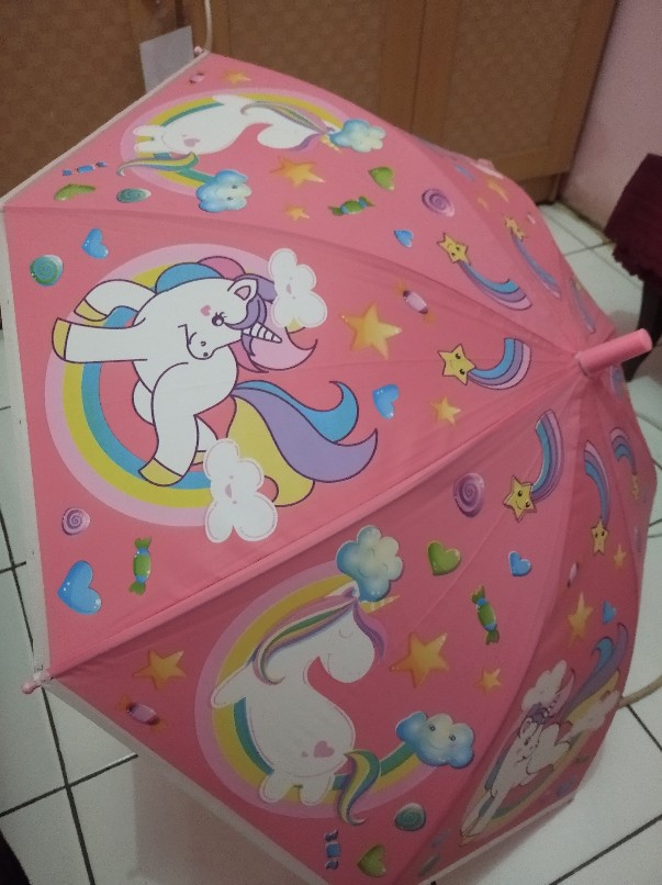 Jktumbrella / Payung Anak Unicorn / Tongkat / Dof / Plastik - 1171