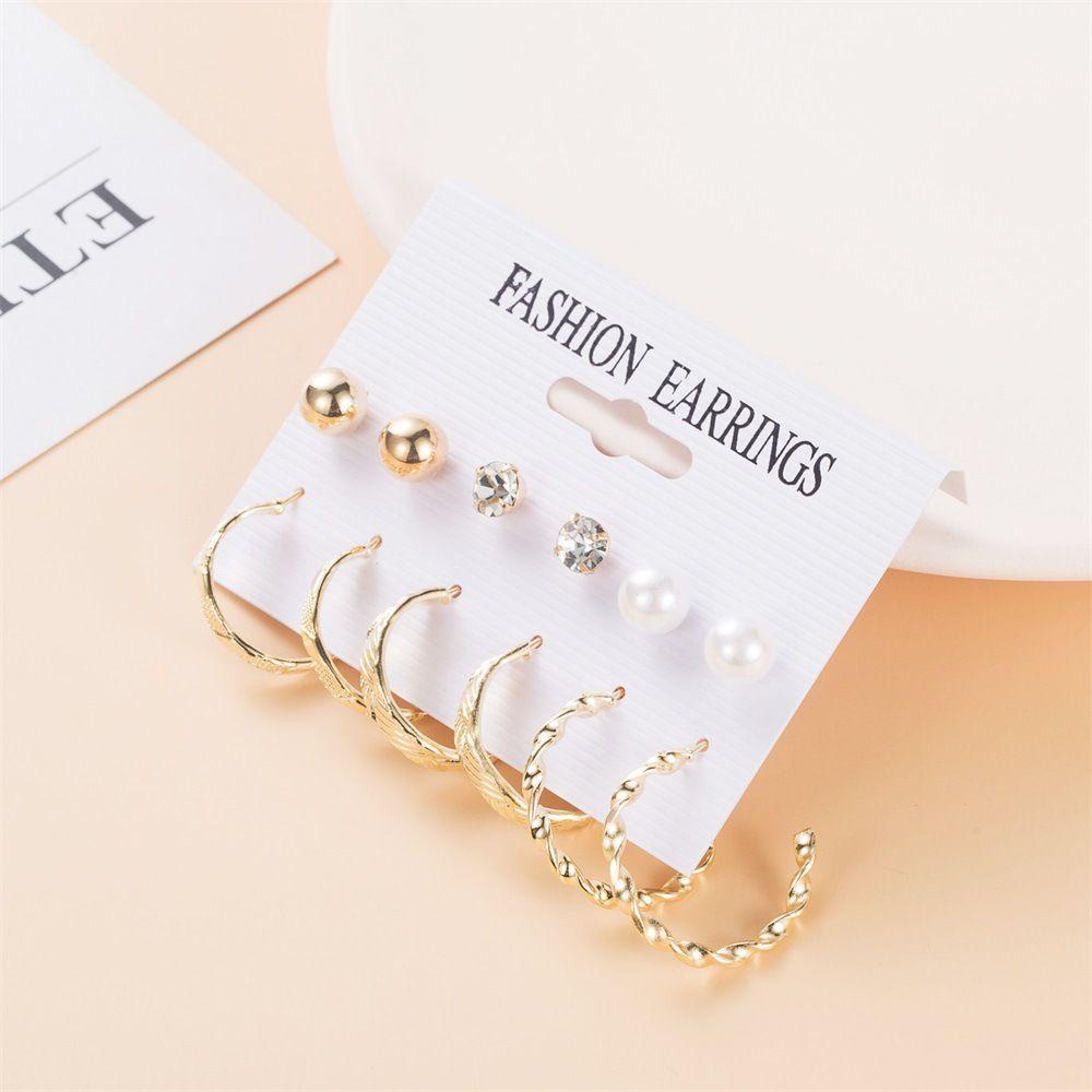 Lily Drop Earrings Set Vintage Hadiah Pesta Retro Aksesoris Gadis Anting Mutiara