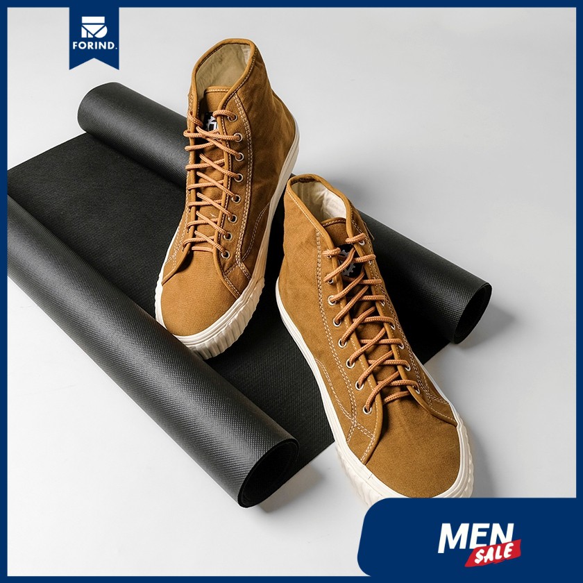 Harvey High Brown | 39-44 | Sneakers Pria Canvas Coklat High Hi Strap Simpel Laki Casual Velcro | FORIND x Tragen