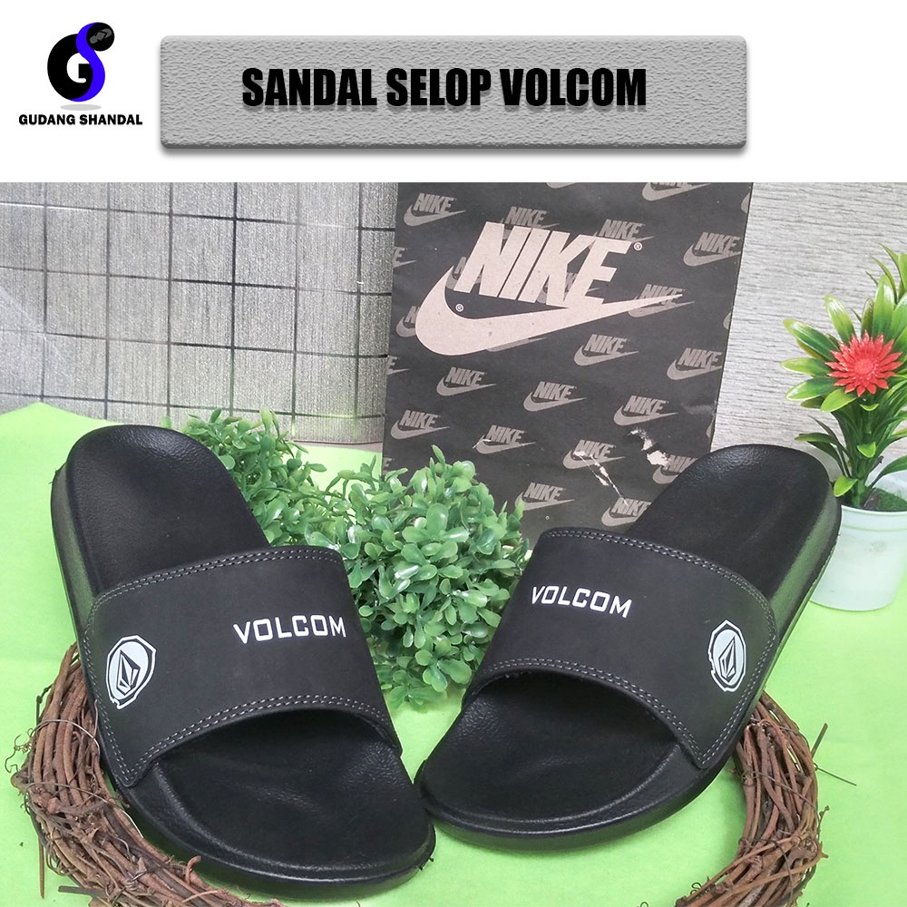 Sandal selop pria kekinian model Volcom Black | sandal selop aesthetic | sandal selop harian | sanda
