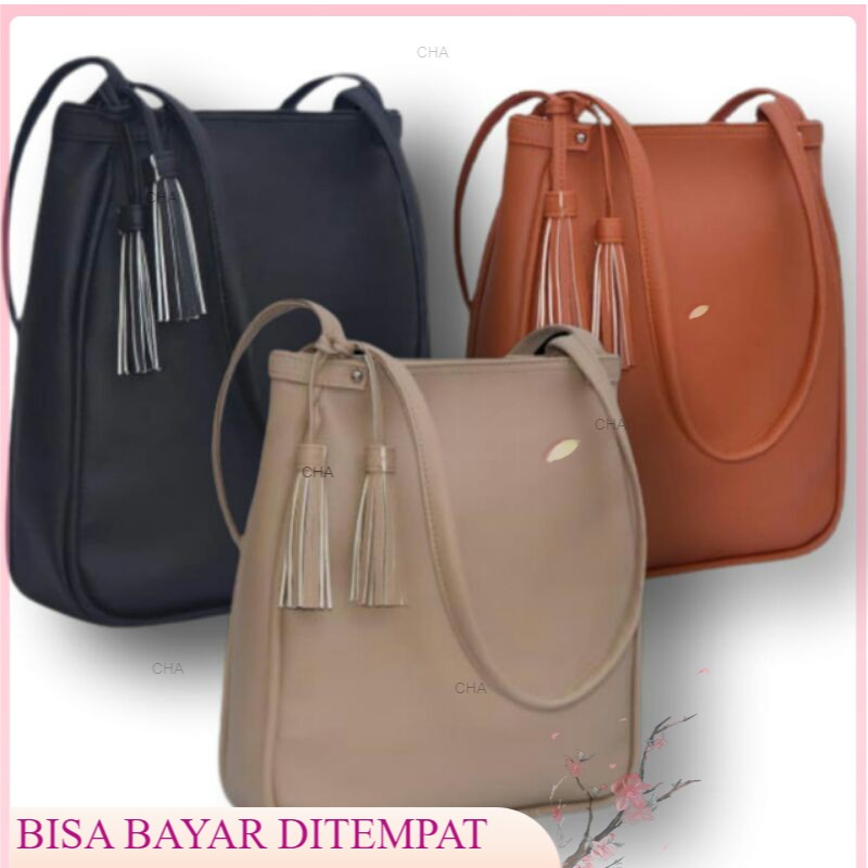 Tas Tote Bag Wanita Cewek Simple Lily Stylish Style KULIT cha colletion id (resleting) Tas Tote Wani