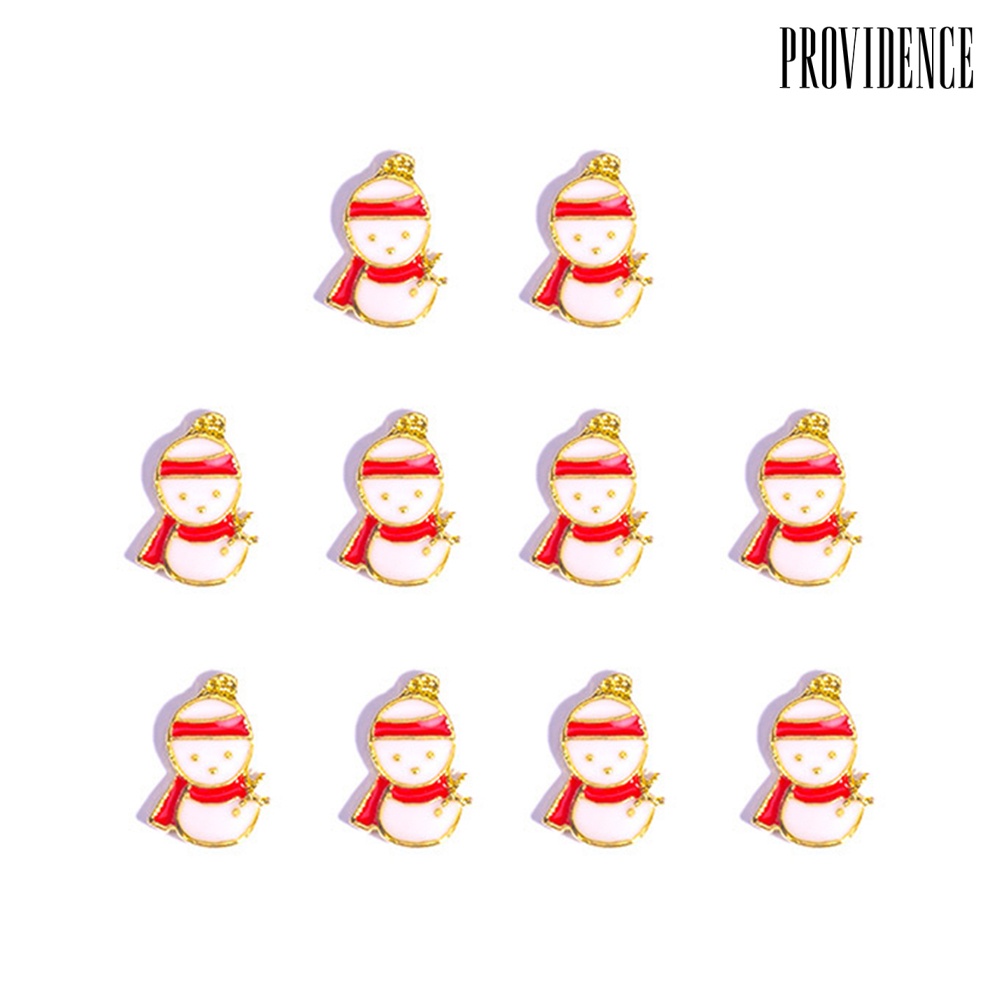 Providence 10pcs Christmas Santa Snowman Alloy Rhinestone Nail Art Stickers Manicure Decor