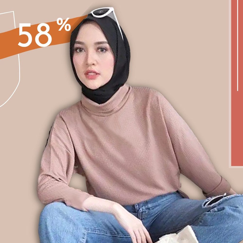 Bess - Kaos Basic Turtle Neck / Atasan Kaos Polos Turtle Neck