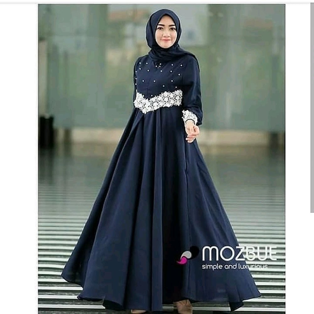 Pajera Dress muslim/Fashion Muslim/Busui/Motif Renda+mutiara /Bisa Cod-2