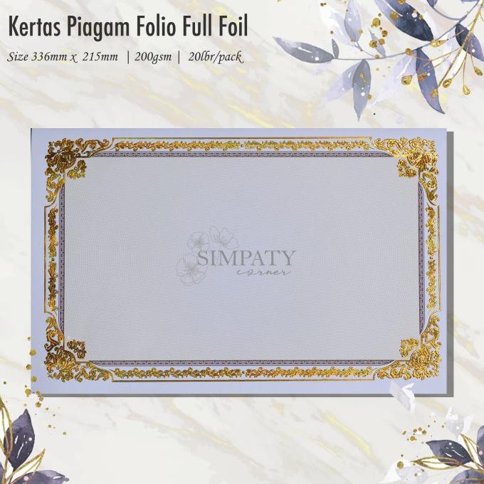 

blanko kertas piagam sertifikat folio simpaty full foil emas mewah KERTAS FOLIO