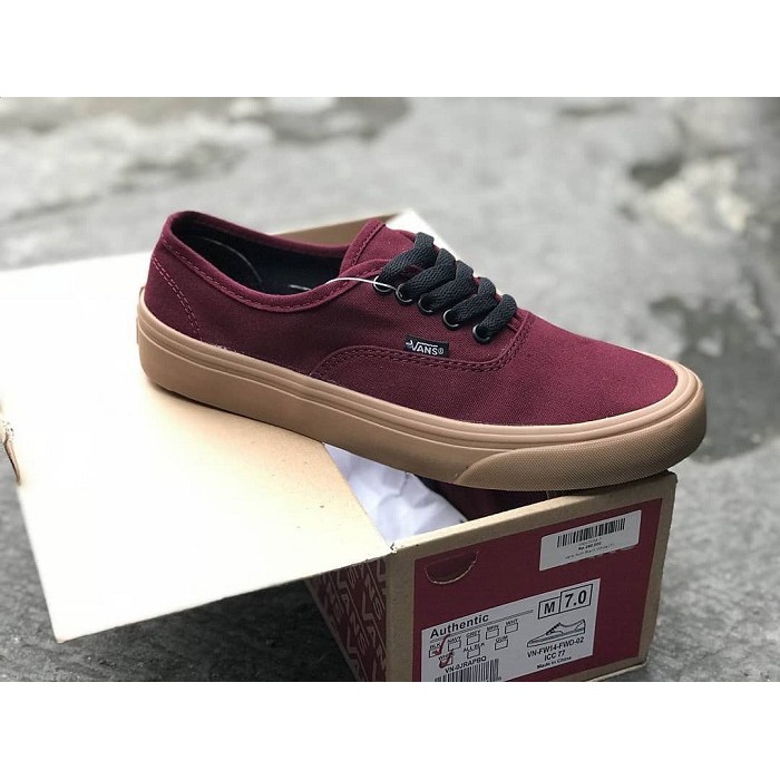 vans authentic maroon gum sole