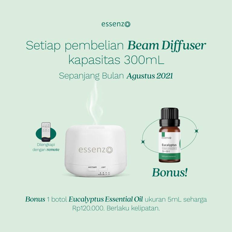Promo Essenzo Beam Diffuser 300ml plus Remote Gratis Essenzo Eucalyptus EO 5mL