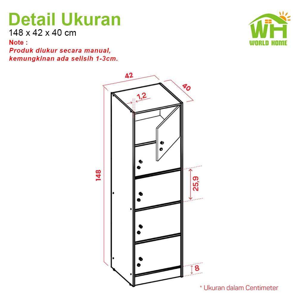 Lemari 5 Pintu Serbaguna Rak Pintu 5 Susun Modern Lemari Kayu Minimalis