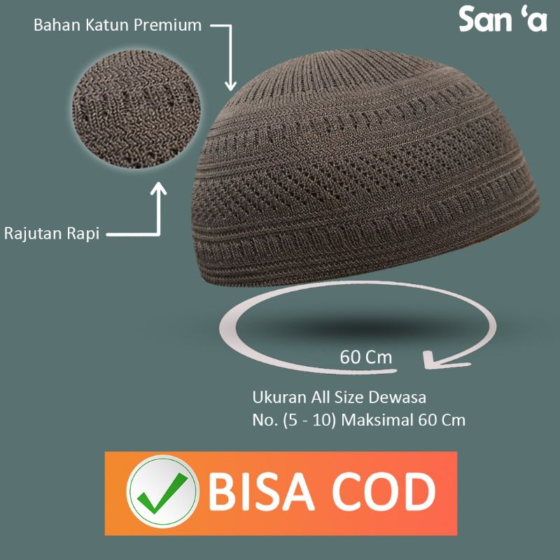 Zaja - Peci Rajut Polos Warna Putih Pria Dewasa Peci Haji Putih Tebal Kopiah Rajut Untuk Sholat Warna Putih Polos Fashion Muslim Cowok