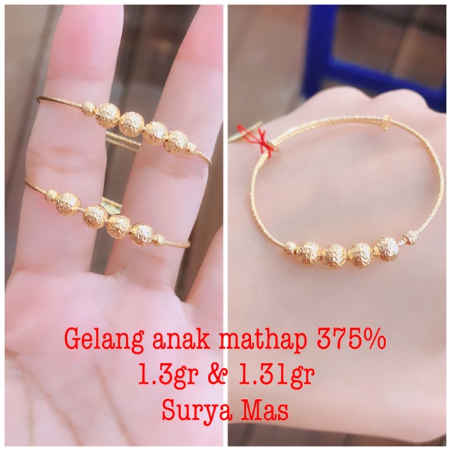 Gelang bulat anak emas 375%
