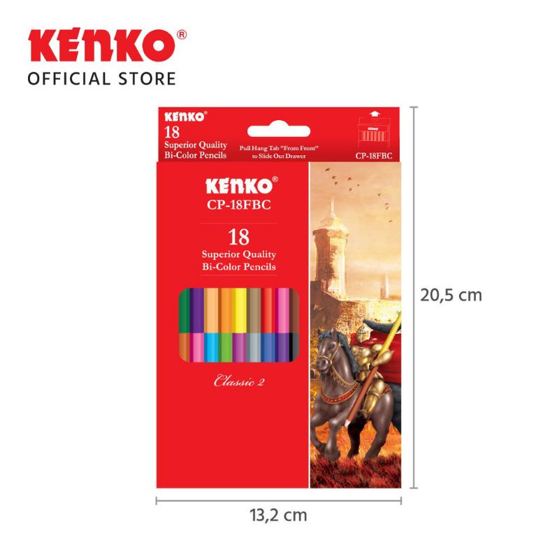 pensil warna kenko 2 sisi bicolor 18pcs