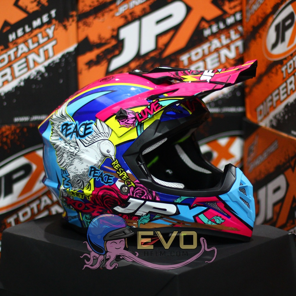 HELM JPX CROSS_FOX1 SERI X28 - PEPSI BLUE GLOSS + GOOGLE SNAIL (ONGKIR 2 KG) HELM JPX X28 BLUE PEPSI HELM JPX BIRU ORIGINAL HELM JPK CROSS JPX HELEM TRAIL JPX HELM JPX TERBARU