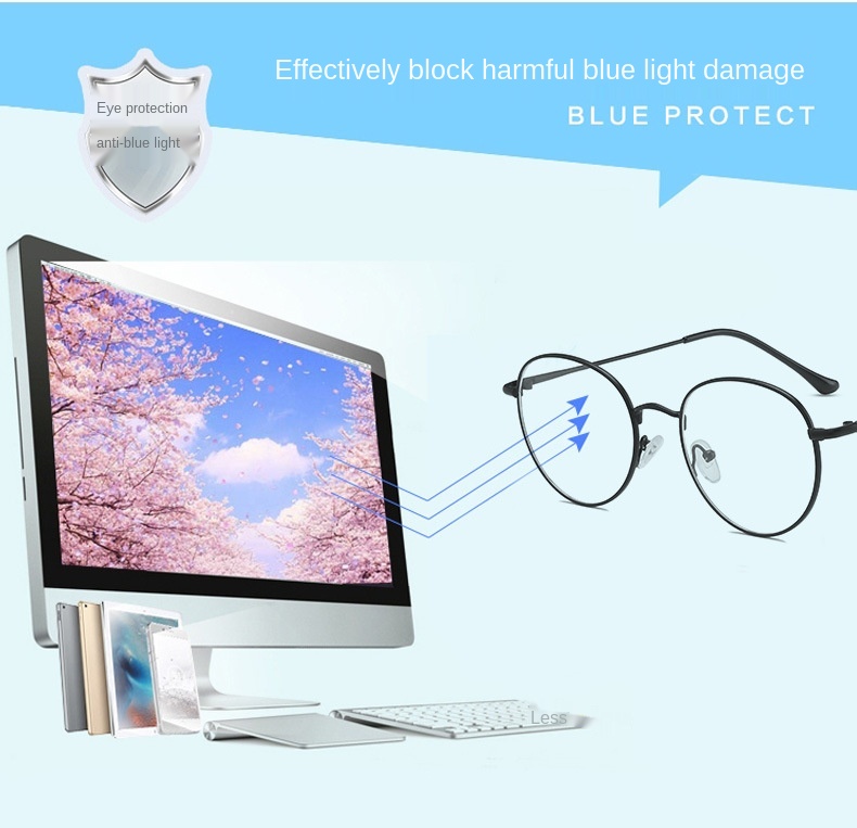 New retro  Anti Radiation Eyeglasses Korean metal round frame