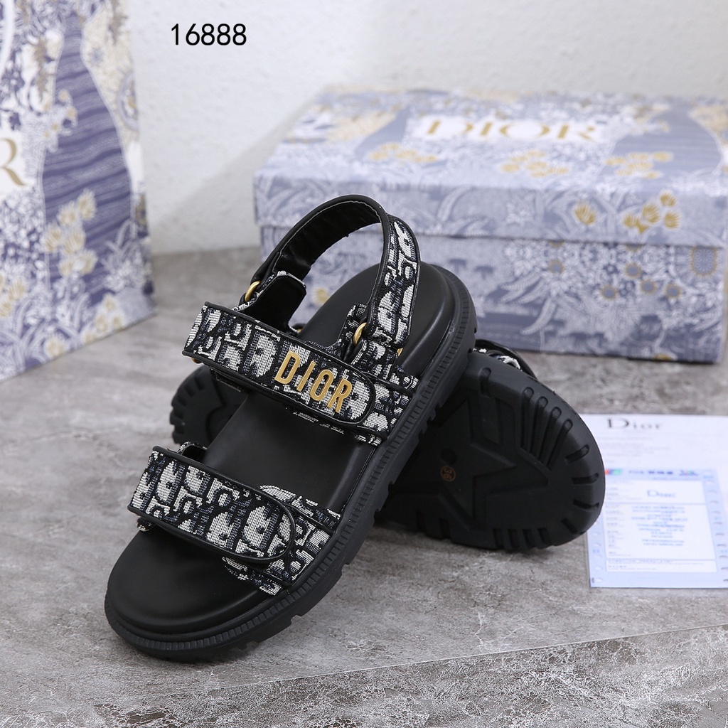 D D.Act Sandal Black Lambskin &amp; Black Oblique Jacquard #16888