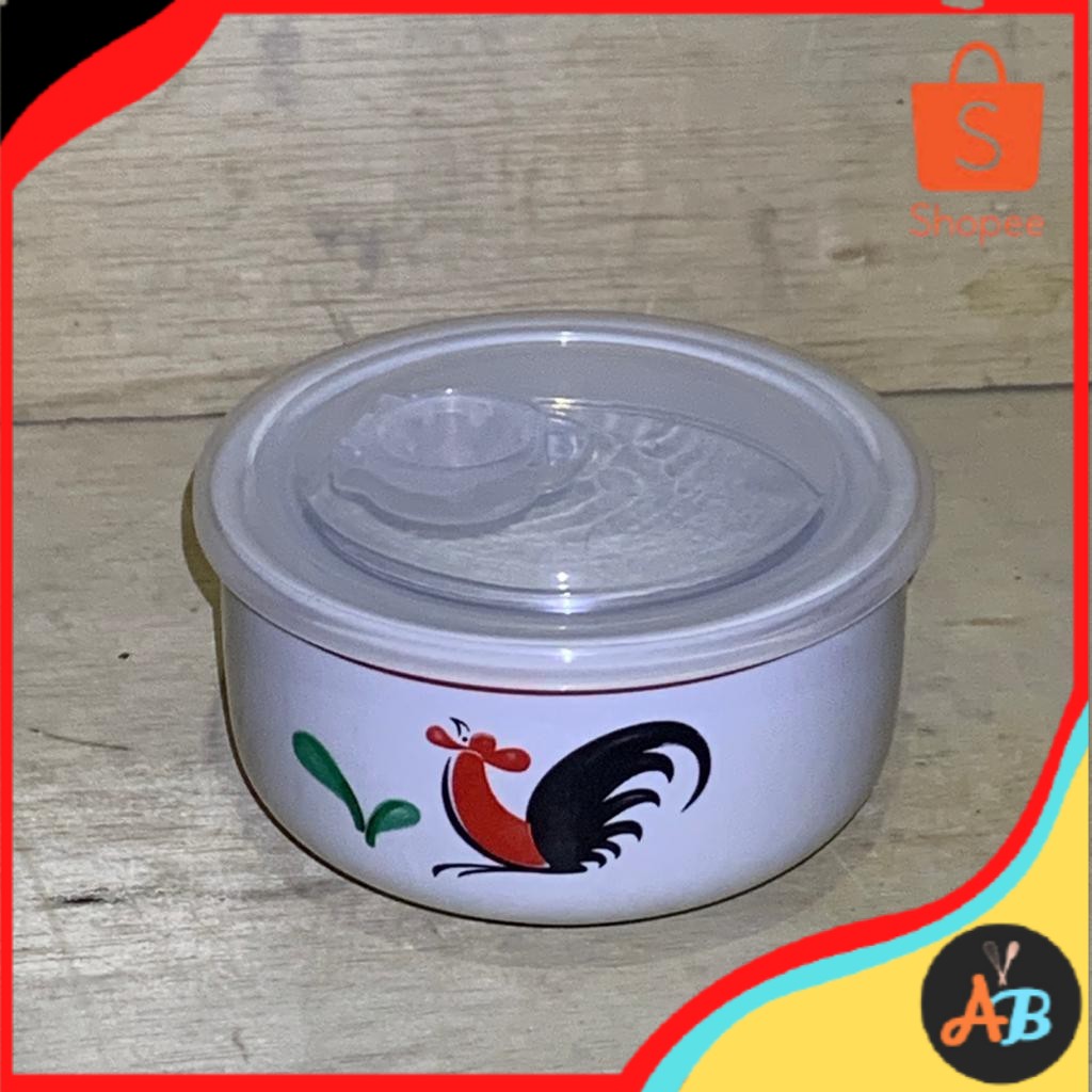Mangkok mangkuk porcelain bulat  tutup Ayam Jago Seal Suction Porcelain KPM 5 BCT/DKR Kopin