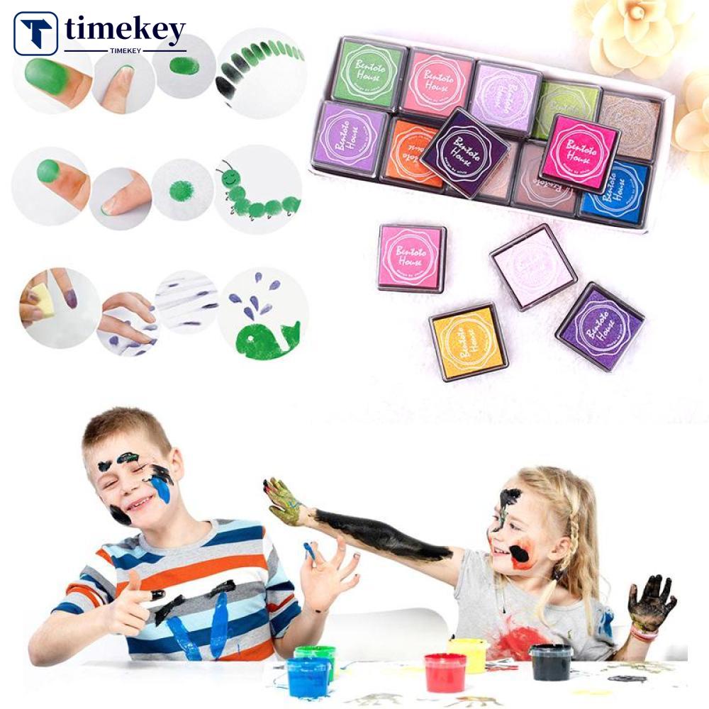 Timekey Bantalan Tinta 20 Warna Pelangi Untuk Stempel Karetkartu Ucapancraft DIY E9Y1