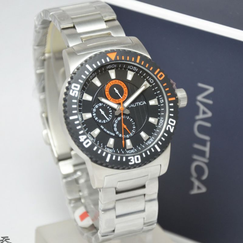 Jam Tangan Pria Nautica A18680G  Silver Rantai Original Murah