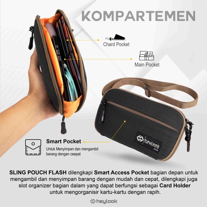 Neck Bag Pouch Flash Black Sling Pouch Dompet Kartu Leher Heylook