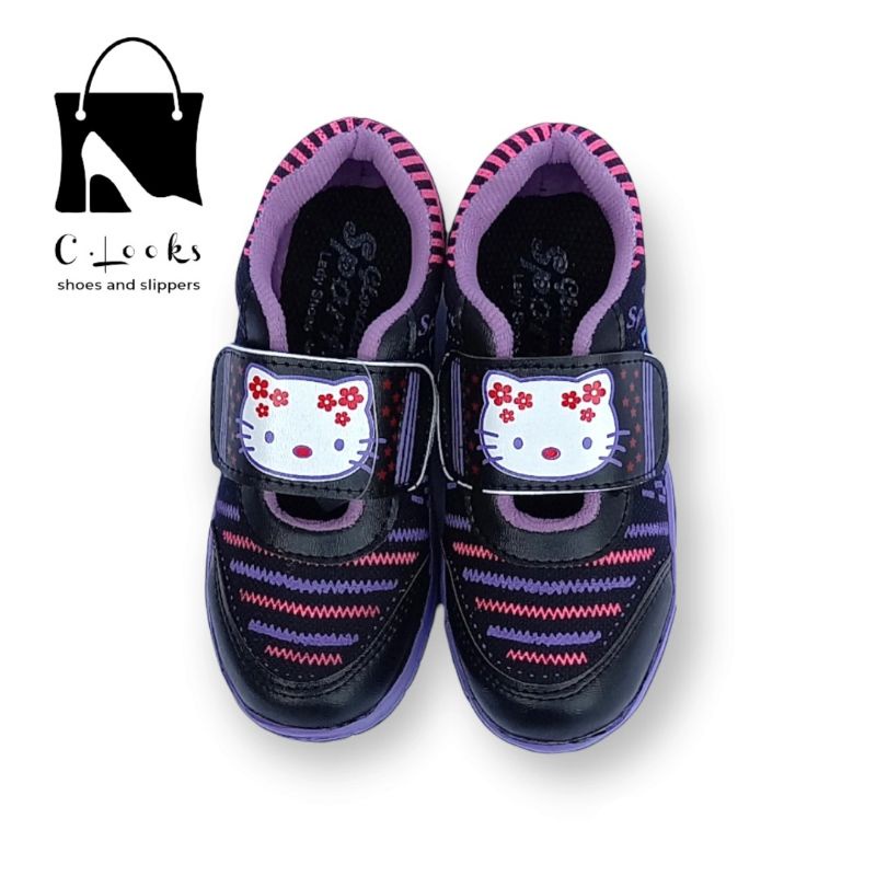 Sporty LB Garis Hello Kitty Sepatu Anak Perempuan Size 26-30 Hitam Ungu