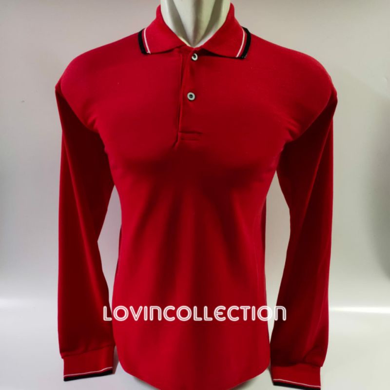 Kaos Kerah Panjang / Kaos Kerah Pria / Kaos Berkerah / Kaos Kerah Wanita / Wangky / Merah