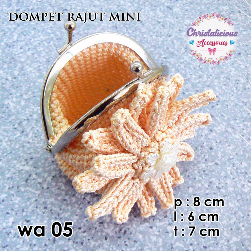 Dompet Rajutan Mini, Dompet koin rajutan, dompet behel rajut, dompet koin mini wa 06