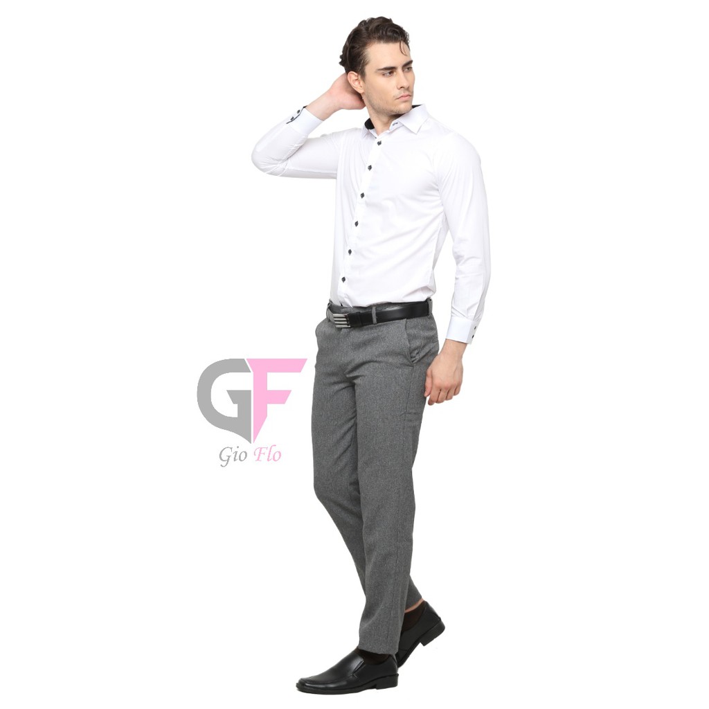 GIOFLO Celana Kerja Slim Fit Polos Formal Terbaru Pria Abu / CLN 1176