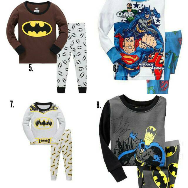 Setelan Piyama HK/Piyama Captain America Avenger Spiderman Superman/ baju tidur superhero