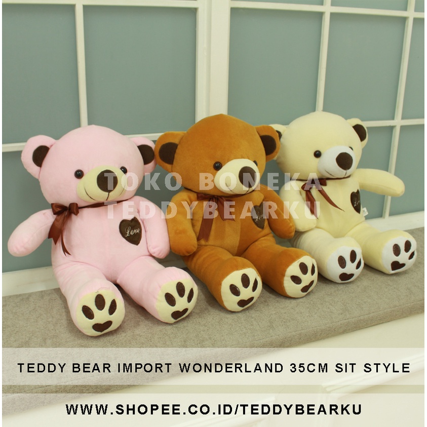 LIMITED! BONEKA BERUANG TEDDY BEAR IMPORT WONDERLAND LOVE LARGE 35 CM SIT STYLE