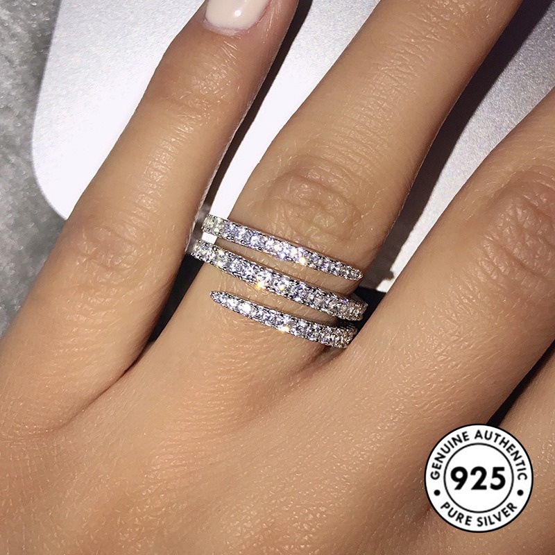 Cincin Berlian Kreatif Bahan S925 Sterling Silver