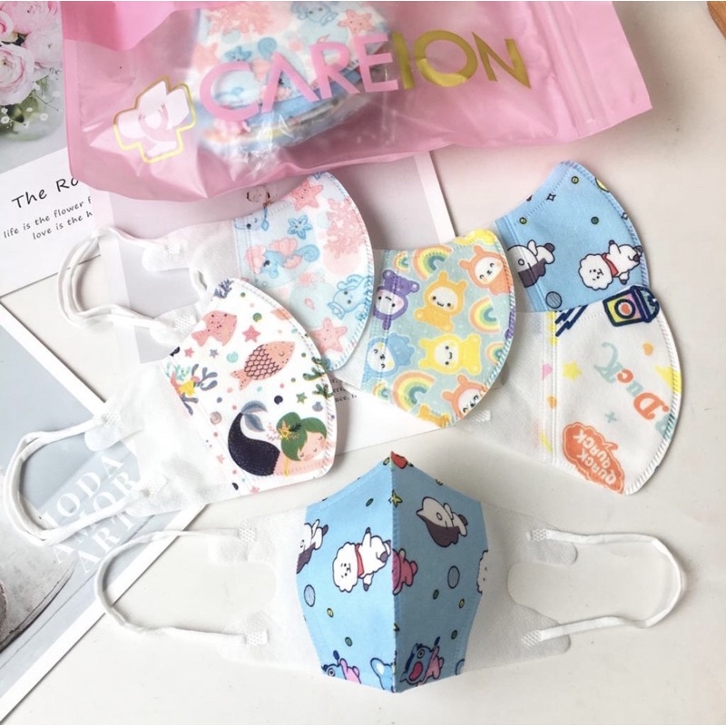 Masker Duckbill Garis Bayi Batita 1-3 Tahun Motif Lucu - Masker Bayi Batita 0-3 th - Masker Anak Duckbill Garis 4-12 Tahun - Duckbill Garis Putih