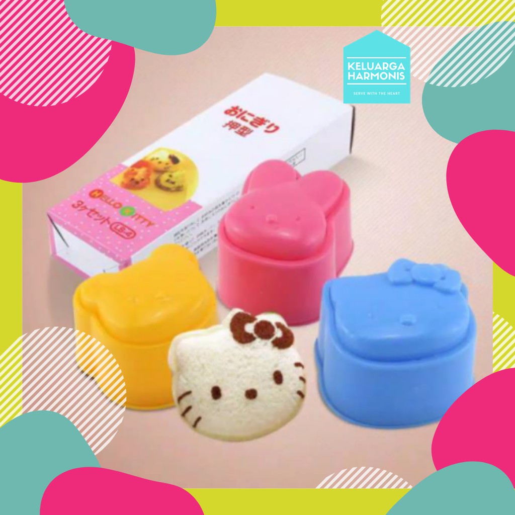 Cetakan Nasi Kartun 3 in 1 / Bento 3 In 1 / Rice Mold Cetakan Nasi Dengan 3 Motif Lucu