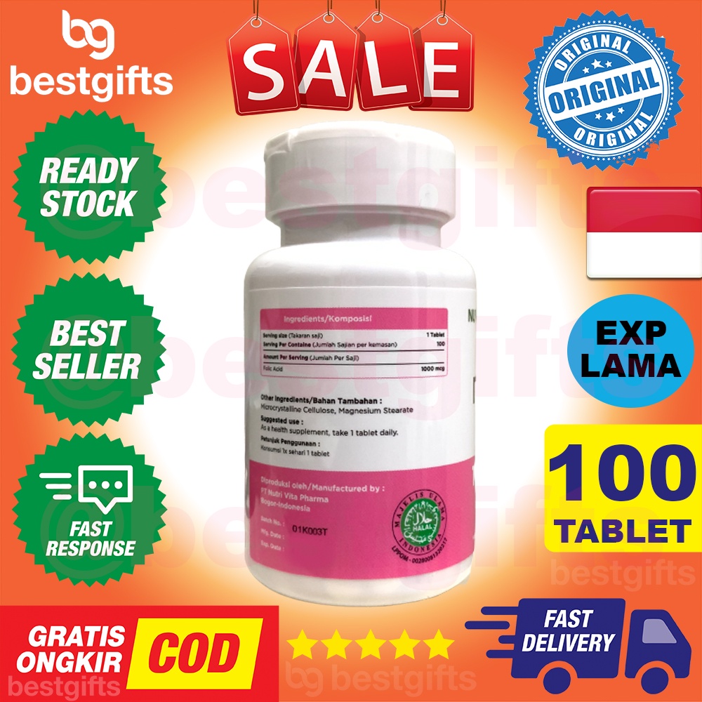 NUVITA NUTRI FOLIC ACID 1000 MCG ASAM FOLAT IBU PROGRAM HAMIL MENYUSUI PROMIL PERKEMBANGAN JANIN 100 KAPSUL