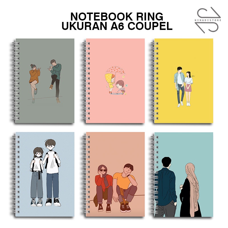 

Buku Tulis Catatan buku notebook buku diary Notebook Ring Spiral A6 60 Lembar koleksi gambar Couple