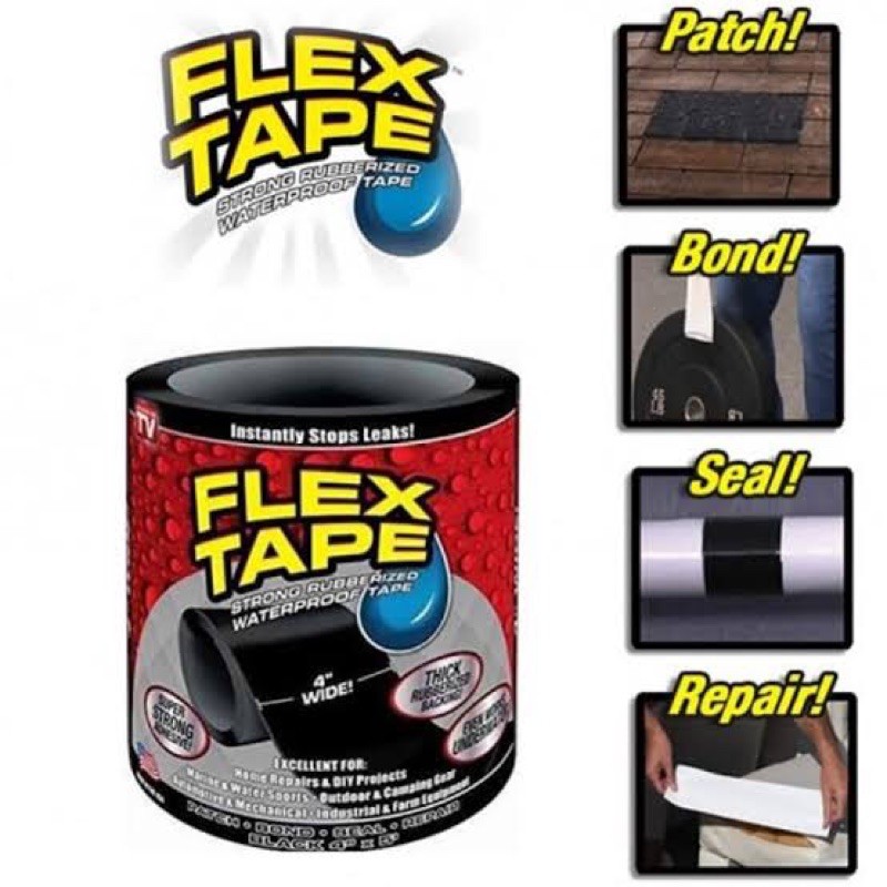 Isolasi Lakban Flex Tape Anti Air Bocor Super Kuat Waterproof Hitam